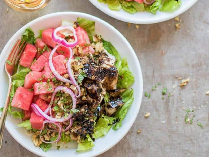 Watermelon Balsamic Chicken Salad by Vitamin Sunshine